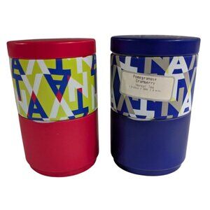 Teavana Tea Tin Set 2 Airtight Containers Red Blue Geometric Design